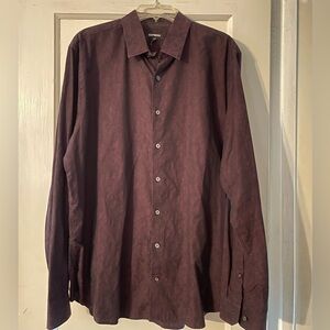 Express Men's Purple Shirt with Faint Black Paisley Pattern Size XL